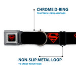 Superboy Shield Black/Red Seatbelt Buckle Collar - Superboy Shield Black/Red
