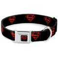 Load image into Gallery viewer, Superboy Shield Black/Red Seatbelt Buckle Collar - Superboy Shield Black/Red
