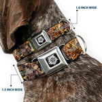 Winchester Logo Full Color Black/White Seatbelt Buckle Collar - SUPERNATURAL 4-Character Saintly Icons/Skull & Roses