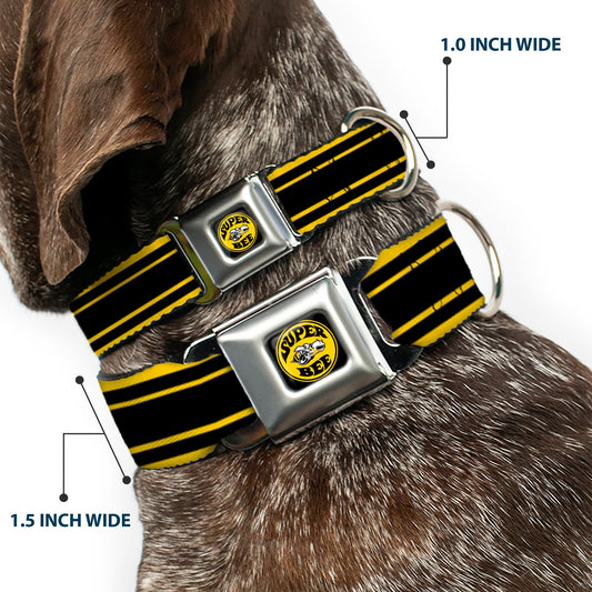 SUPER BEE Logo Full Color Black/Yellow/White Seatbelt Buckle Collar - SUPER BEE Logo/Stripes Black/Yellow/White