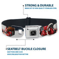 Load image into Gallery viewer, Spider Icon Silver/Black Seatbelt Buckle Collar - 6-Spider Hero Action Poses Grays
