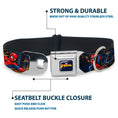 Load image into Gallery viewer, MARVEL SPIDER-MAN Title Logo Full Color Dark Blue Seatbelt Buckle Collar - SPIDER-MAN Title Logo and Action Skyline Poses
