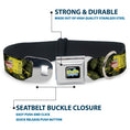 Load image into Gallery viewer, SpongeBob SquarePants Logo2 Full Color Black Seatbelt Buckle Collar - Primitive Sponge Pose/Leaves Black/Green
