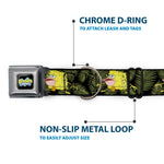 SpongeBob SquarePants Logo2 Full Color Black Seatbelt Buckle Collar - Primitive Sponge Pose/Leaves Black/Green