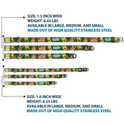 Sponge Bob Face CLOSE-UP Full Color Seatbelt Buckle Collar - SpongeBob & Patrick Starfish Bamboo Frames/Logo