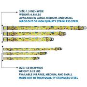 Sponge Bob Face CLOSE-UP Full Color Seatbelt Buckle Collar - SpongeBob Expressions Stripe Blue