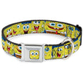 Load image into Gallery viewer, Sponge Bob Face CLOSE-UP Full Color Seatbelt Buckle Collar - SpongeBob Expressions Stripe Blue
