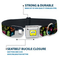 Load image into Gallery viewer, SpongeBob Face CLOSE-UP Full Color Seatbelt Buckle Collar - Electric SpongeBob Poses/Elements Black/Multi Color

