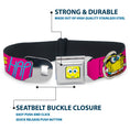 Load image into Gallery viewer, SpongeBob Face CLOSE-UP Full Color Seatbelt Buckle Collar - Patrick Starfish Pose BUBBLES MAKE PEOPLE HAPPY Pink/Yellow/White/Blue
