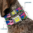 Load image into Gallery viewer, SpongeBob Face CLOSE-UP Full Color Seatbelt Buckle Collar - Nerd SpongeBob & Patrick Starfish Running JUMPIN' JELLYFISH! Multi Color/Red
