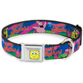 Load image into Gallery viewer, SpongeBob Face CLOSE-UP Full Color Seatbelt Buckle Collar - Nerd SpongeBob & Patrick Starfish Running JUMPIN' JELLYFISH! Multi Color/Red
