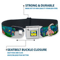 Load image into Gallery viewer, Pixelated SpongeBob Nerd Pose Full Color Blue Seatbelt Buckle Collar - SpongeBob & Friends 8-Bit Scene
