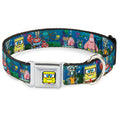 Load image into Gallery viewer, Pixelated SpongeBob Nerd Pose Full Color Blue Seatbelt Buckle Collar - SpongeBob & Friends 8-Bit Scene
