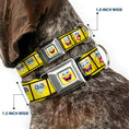 Load image into Gallery viewer, SpongeBob Open Mouth Smile Full Color Seatbelt Buckle Collar - SpongeBob 10-Expressions Filmstrip Yellows/Black/White
