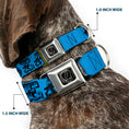 Load image into Gallery viewer, Steal Your Face Seatbelt Buckle Collar - Grateful Dead Text w/Skull & Roses Turquoise
