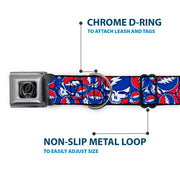 Steal Your Face Seatbelt Buckle Collar - Steal Your Face Stacked Red/White/Blue