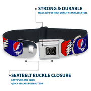 Steal Your Face Seatbelt Buckle Collar - Steal Your Face w/Lightning Bolt Repeat Red/White/Blue
