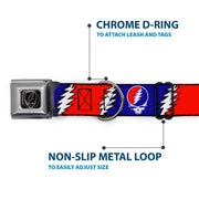 Steal Your Face Seatbelt Buckle Collar - Steal Your Face w/Lightning Bolt Repeat Red/White/Blue