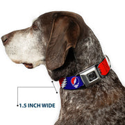 Steal Your Face Seatbelt Buckle Collar - Steal Your Face w/Lightning Bolt Repeat Red/White/Blue