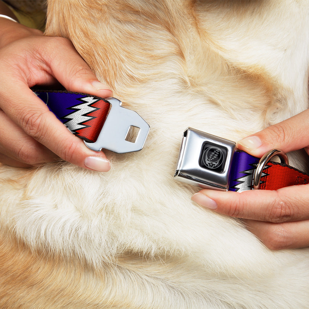 Steal Your Face Seatbelt Buckle Collar - Steal Your Face w/Lightning Bolt Repeat Red/White/Blue