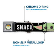 Star Wars The Child Chibi Pod Pose Full Color Black Seatbelt Buckle Collar - Star Wars The Child Chibi Face PROTECT ATTACK SNACK Black/White