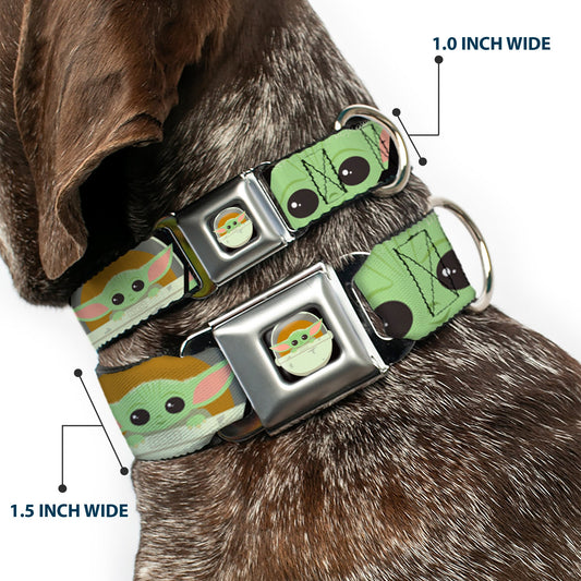 Star Wars The Child Chibi Pod Pose Full Color Black Seatbelt Buckle Collar - Star Wars The Child Chibi Face Blocks Black