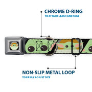 Star Wars The Child Chibi Pod Pose Full Color Black Seatbelt Buckle Collar - Star Wars The Child Chibi Face Blocks Black