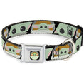 Load image into Gallery viewer, Star Wars The Child Chibi Pod Pose Full Color Black Seatbelt Buckle Collar - Star Wars The Child Chibi Face Blocks Black
