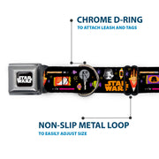 STAR WARS Logo Black/White Seatbelt Buckle Collar - Star Wars Festive Candy Icons Collage Black/Multi Color