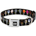Load image into Gallery viewer, STAR WARS Logo Black/White Seatbelt Buckle Collar - Star Wars Festive Lollipop Icons Black/Multi Color
