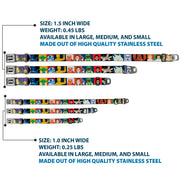 STAR WARS Logo Full Color Black/White Seatbelt Buckle Collar - Star Wars Classic 16-Character Pose Blocks Multi Color