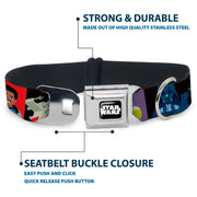 STAR WARS Logo Full Color Black/White Seatbelt Buckle Collar - Star Wars Classic 16-Character Pose Blocks Multi Color