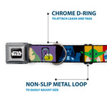 STAR WARS Logo Full Color Black/White Seatbelt Buckle Collar - Star Wars Classic 16-Character Pose Blocks Multi Color