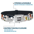 Load image into Gallery viewer, STAR WARS Logo Full Color Black/White Seatbelt Buckle Collar - Star Wars Classic Characters and Icons Collage White
