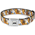 Load image into Gallery viewer, STAR WARS Logo Full Color White/Black Seatbelt Buckle Collar - Star Wars 5-Character Poses Stacked
