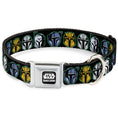 Load image into Gallery viewer, STAR THE MANDALORAIN Title Logo Full Color Black/White Seatbelt Buckle Collar - Star Wars the Mandalorian Helmets Black/Multi Color
