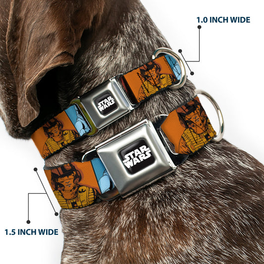 STAR WARS Logo Full Color Black/White Seatbelt Buckle Collar - Star Wars the Force Awakens Character and Icon Blocks Multi Color