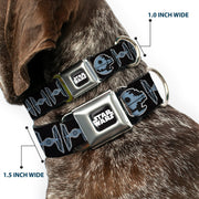 STAR WARS Logo Full Color Black/White Seatbelt Buckle Collar - Star Wars Death Star and TIE Fighters Black/Gray