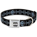 Load image into Gallery viewer, STAR WARS Logo Full Color Black/White Seatbelt Buckle Collar - Star Wars Death Star and TIE Fighters Black/Gray
