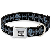 STAR WARS Logo Full Color Black/White Seatbelt Buckle Collar - Star Wars Death Star and TIE Fighters Black/Gray