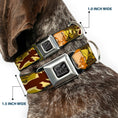 Load image into Gallery viewer, Tom and Jerry Logo Full Color Black Red Seatbelt Buckle Collar - TOM & JERRY Tom Chasing Jerry Houndstooth Browns
