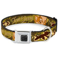 Load image into Gallery viewer, Tom and Jerry Logo Full Color Black Red Seatbelt Buckle Collar - TOM & JERRY Tom Chasing Jerry Houndstooth Browns
