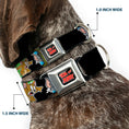 Load image into Gallery viewer, Tom and Jerry Logo Full Color Black Red Seatbelt Buckle Collar - TOM & JERRY Poses Black/Multi Color
