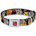 Load image into Gallery viewer, Tom and Jerry Logo Full Color Black Red Seatbelt Buckle Collar - TOM & JERRY Poses Black/Multi Color
