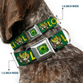 Load image into Gallery viewer, Loki Face Icon Full Color Yellow/Greens Seatbelt Buckle Collar - Kawaii LOKI Standing Pose/Text Green/Yellow
