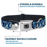 Thor Avengers Icon Silver/Black Seatbelt Buckle Collar - Avengers THOR Hammer/Action Pose Galaxy Blues/White