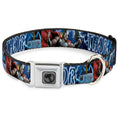 Load image into Gallery viewer, Thor Avengers Icon Silver/Black Seatbelt Buckle Collar - Avengers THOR Hammer/Action Pose Galaxy Blues/White
