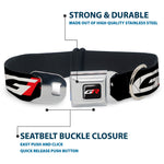 Toyota Gazoo Racing  GR Logo Full Color Black/White Red Seatbelt Buckle Collar - TOYOTA GAZOO RACING GR Logo and Text Black/White/Red