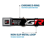 Toyota Gazoo Racing  GR Logo Full Color Black/White Red Seatbelt Buckle Collar - TOYOTA GAZOO RACING GR Logo and Text Black/White/Red