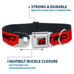 Toyota Logo Full Color Black/Red Seatbelt Buckle Collar - Toyota Racing Development TRD Logo Red/Black